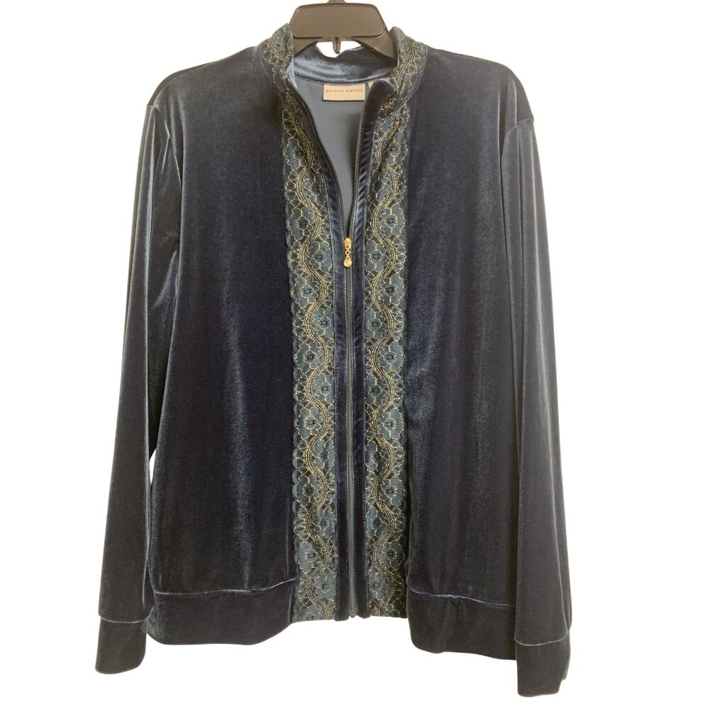 Jaclyn Smith Green Velvet Full Zip Jacket Size XL